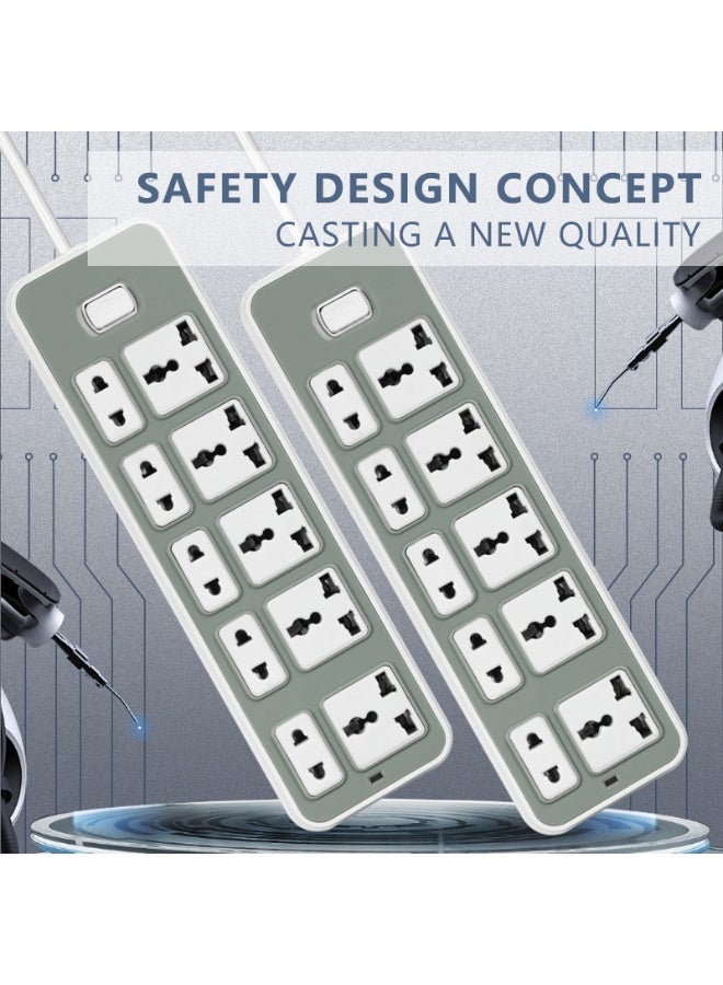 فكسر لوحة تمديد متعددة المقابس من FIXER بطول 5 أمتار - 10 مقابس عالمية مع مفتاح تشغيل، وحماية من زيادة التيار، وسلك طويل للمنزل والمكتب والأجهزة المنزلية - Image 3